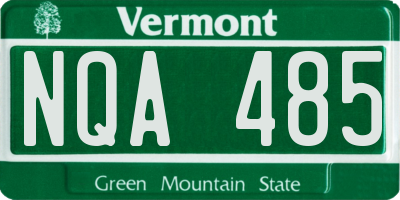 VT license plate NQA485