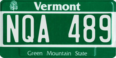 VT license plate NQA489