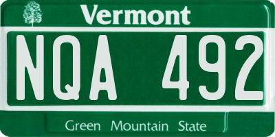 VT license plate NQA492