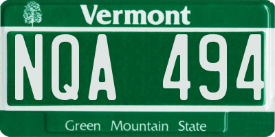 VT license plate NQA494