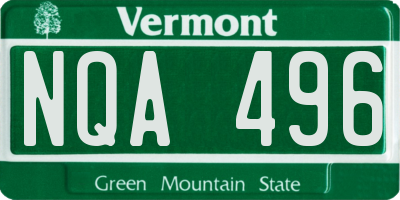 VT license plate NQA496