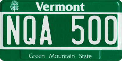 VT license plate NQA500