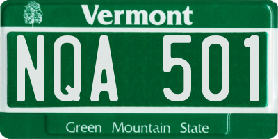 VT license plate NQA501