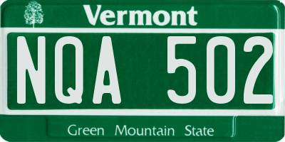 VT license plate NQA502