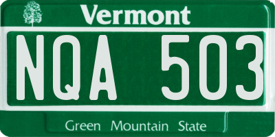 VT license plate NQA503