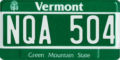 VT license plate NQA504