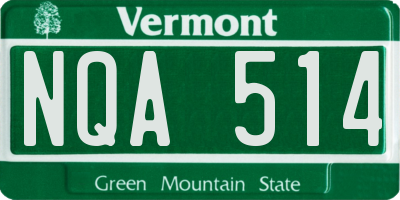 VT license plate NQA514