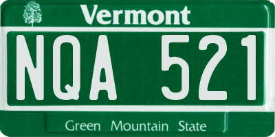 VT license plate NQA521