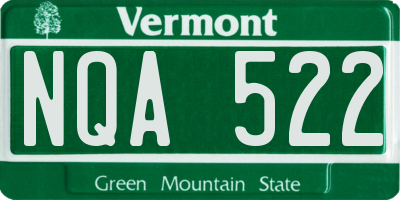 VT license plate NQA522