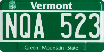 VT license plate NQA523