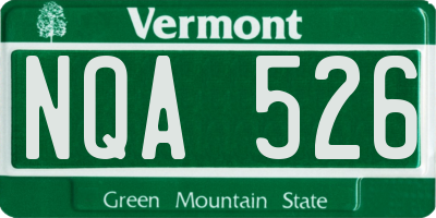 VT license plate NQA526