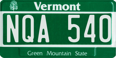 VT license plate NQA540