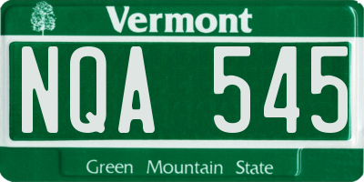 VT license plate NQA545