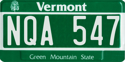VT license plate NQA547