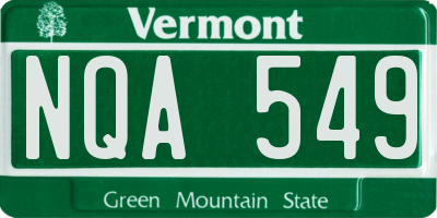 VT license plate NQA549