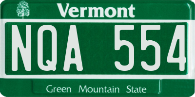 VT license plate NQA554