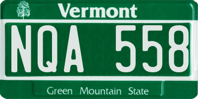 VT license plate NQA558