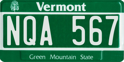VT license plate NQA567