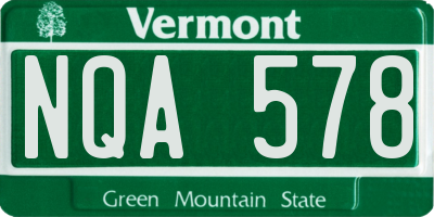 VT license plate NQA578