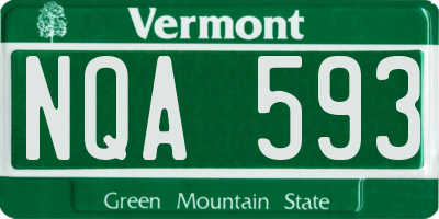VT license plate NQA593