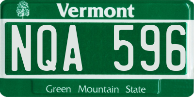 VT license plate NQA596