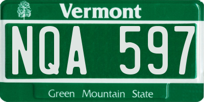 VT license plate NQA597