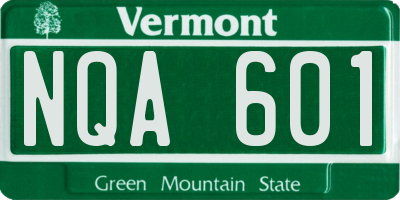 VT license plate NQA601