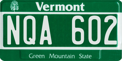 VT license plate NQA602