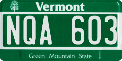 VT license plate NQA603