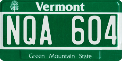 VT license plate NQA604