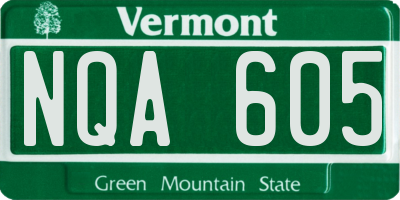 VT license plate NQA605