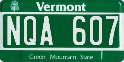VT license plate NQA607