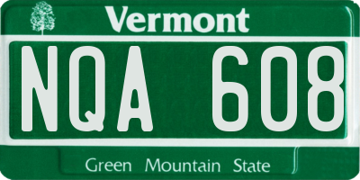 VT license plate NQA608