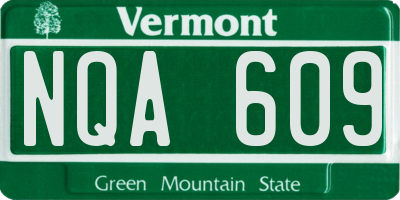 VT license plate NQA609