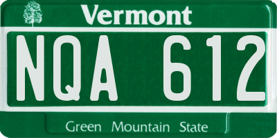 VT license plate NQA612