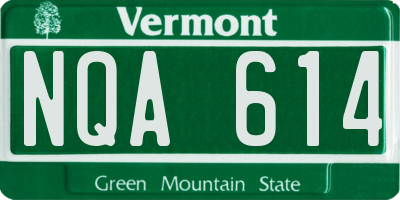 VT license plate NQA614