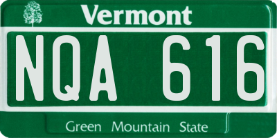 VT license plate NQA616