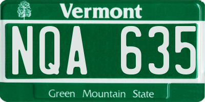 VT license plate NQA635