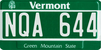 VT license plate NQA644
