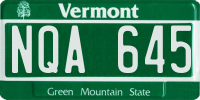 VT license plate NQA645