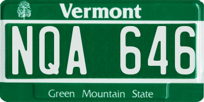 VT license plate NQA646