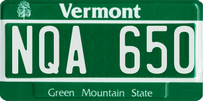 VT license plate NQA650