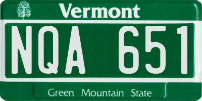 VT license plate NQA651