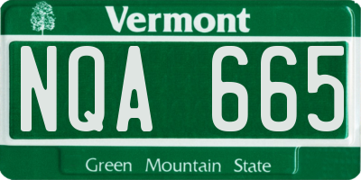 VT license plate NQA665