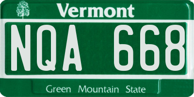 VT license plate NQA668