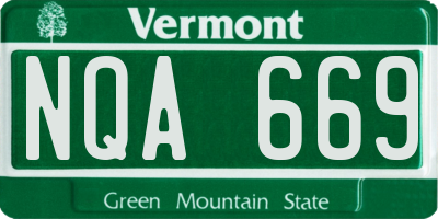 VT license plate NQA669