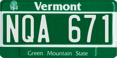 VT license plate NQA671