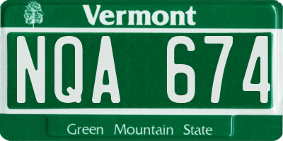 VT license plate NQA674