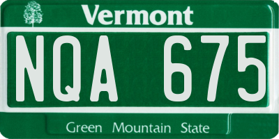 VT license plate NQA675