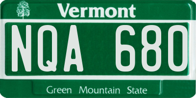 VT license plate NQA680